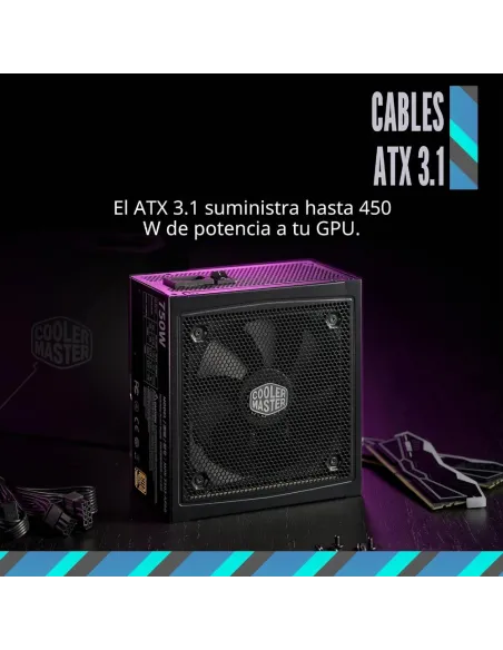 Cooler Master MWE V3 750W Fuente de Alimentación 80 Plus Gold ATX 3.1 12V-2x6 PFC Activo No Modular