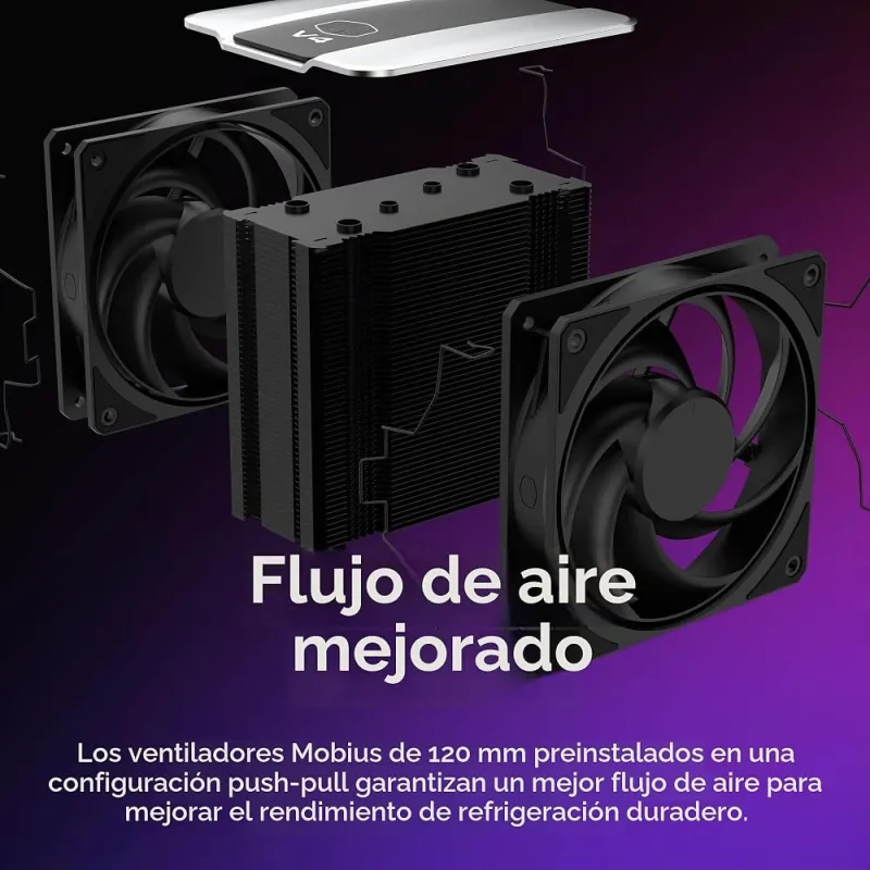 Cooler Master V4 Alpha 3DHP Disipador CPU Torre 4 Tubos Calor Multisocket Intel AMD Negro
