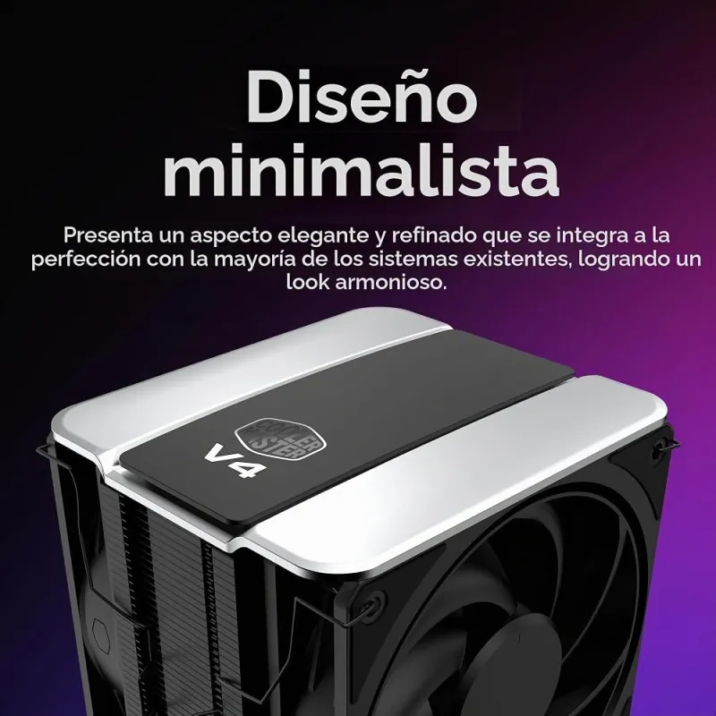 Cooler Master V4 Alpha 3DHP Disipador CPU Torre 4 Tubos Calor Multisocket Intel AMD Negro