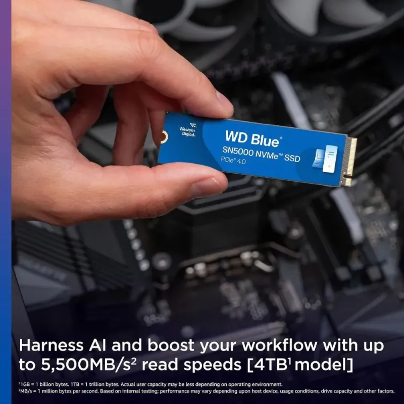 Western Digital Blue SN5000 SSD M.2 NVMe 2TB PCIe Gen4 Disco Duro Sólido Interno hasta 5150MB/s