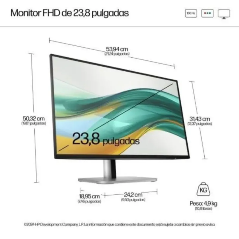 HP Monitor 524pf Serie 5 Pro 23,8" FHD IPS - 100 Hz y ergonomia total