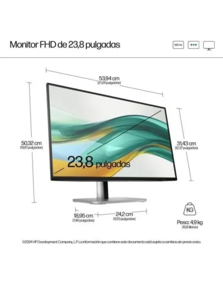 HP Monitor 524pf Serie 5 Pro 23,8" FHD IPS - 100 Hz y ergonomia total
