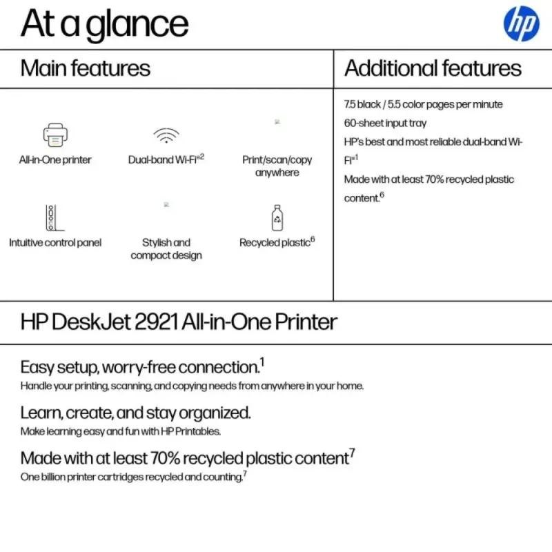 HP Deskjet 2921 Wifi Multicolor - Impresora Multifunción