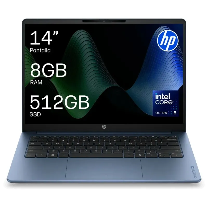 HP OmniBook 3 AI 14-ht0001nsx Ordenador Portátil 14'' 2K Intel Core Ultra 5 225U 8GB RAM 256GB SSD Sin Sistema Operativo