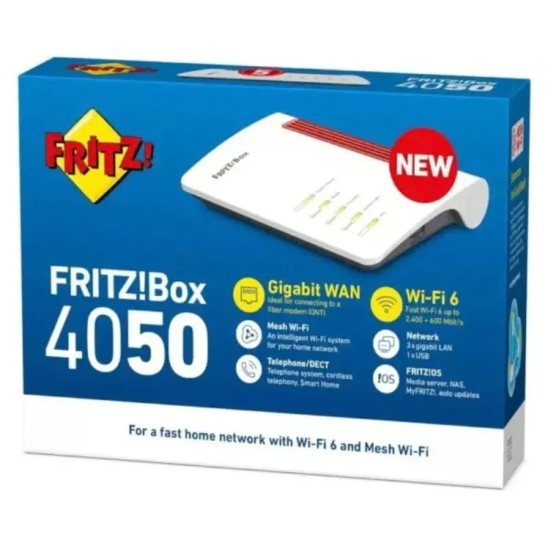 FRITZ!Box 4050 international - Router WiFi 6 Doble Banda Mesh