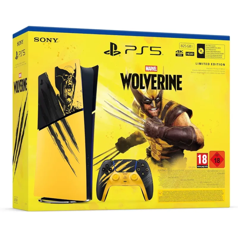 Sony PlayStation 5 Slim Digital Bundle Battle Yellow Marvel's Wolverine Edición Limitada
