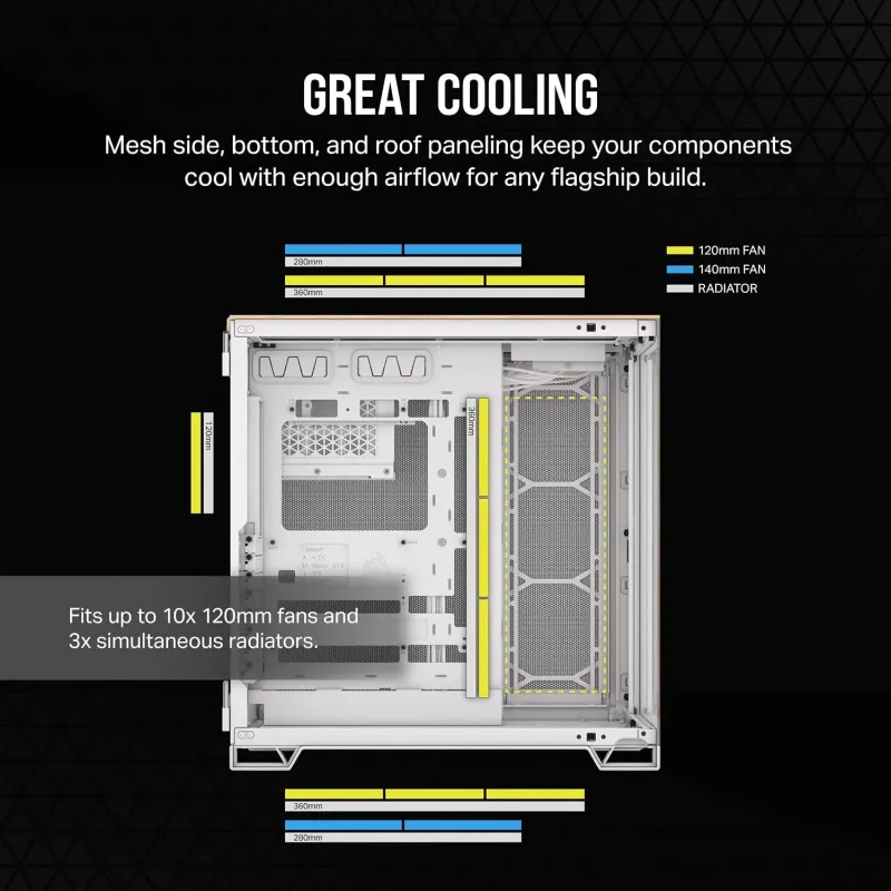 Corsair 6500X Semitorre ATX Doble Cristal Templado USB-C Blanco Bambú