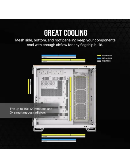 Corsair 6500X Semitorre ATX Doble Cristal Templado USB-C Blanco Bambú