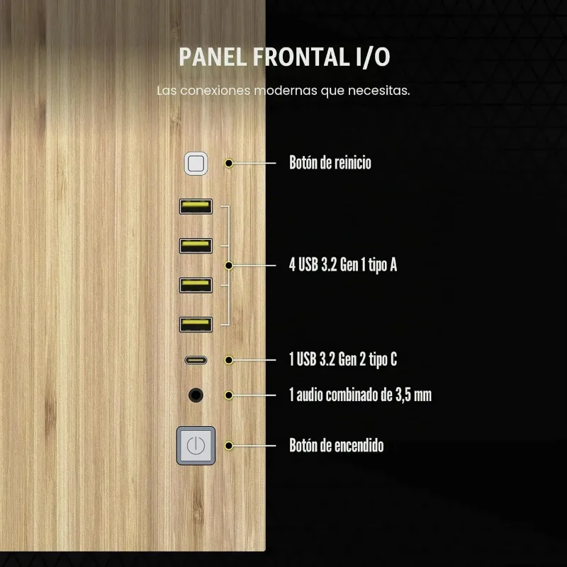 Corsair 6500X Semitorre ATX Doble Cristal Templado USB-C Blanco Bambú