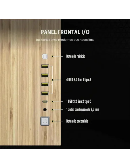 Corsair 6500X Semitorre ATX Doble Cristal Templado USB-C Blanco Bambú