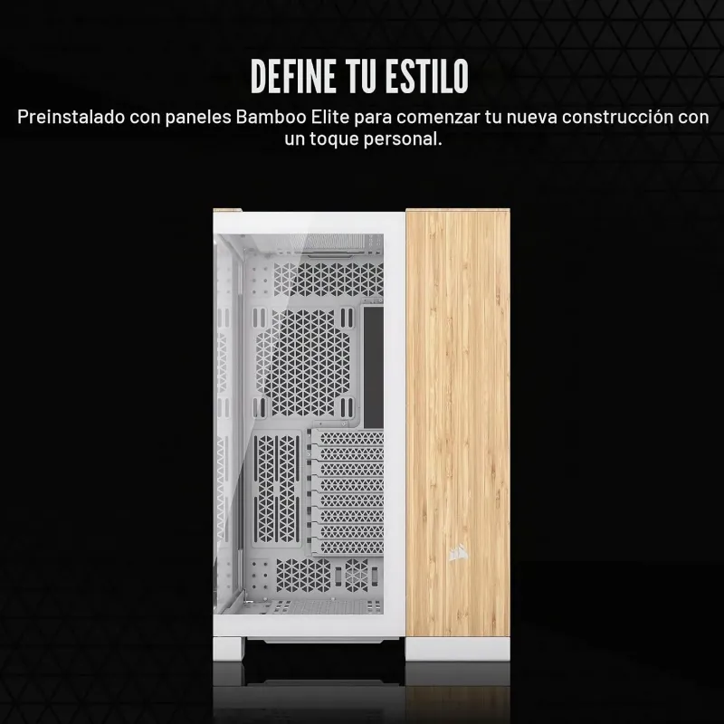 Corsair 6500X Semitorre ATX Doble Cristal Templado USB-C Blanco Bambú