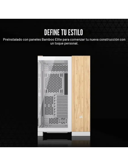 Corsair 6500X Semitorre ATX Doble Cristal Templado USB-C Blanco Bambú