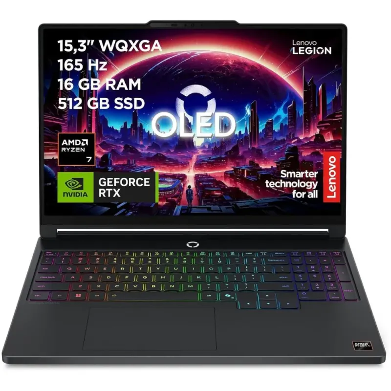Lenovo Legion 5 Gen 11 Portátil Gaming 15,3 OLED 165Hz AMD Ryzen 7 16GB RAM 512GB SSD RTX 5050 WiFi 7 Negro