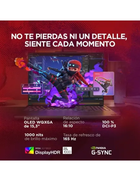 Lenovo Legion 5 Gen 11 Portátil Gaming 15,3 OLED 165Hz AMD Ryzen 7 16GB RAM 512GB SSD RTX 5050 WiFi 7 Negro