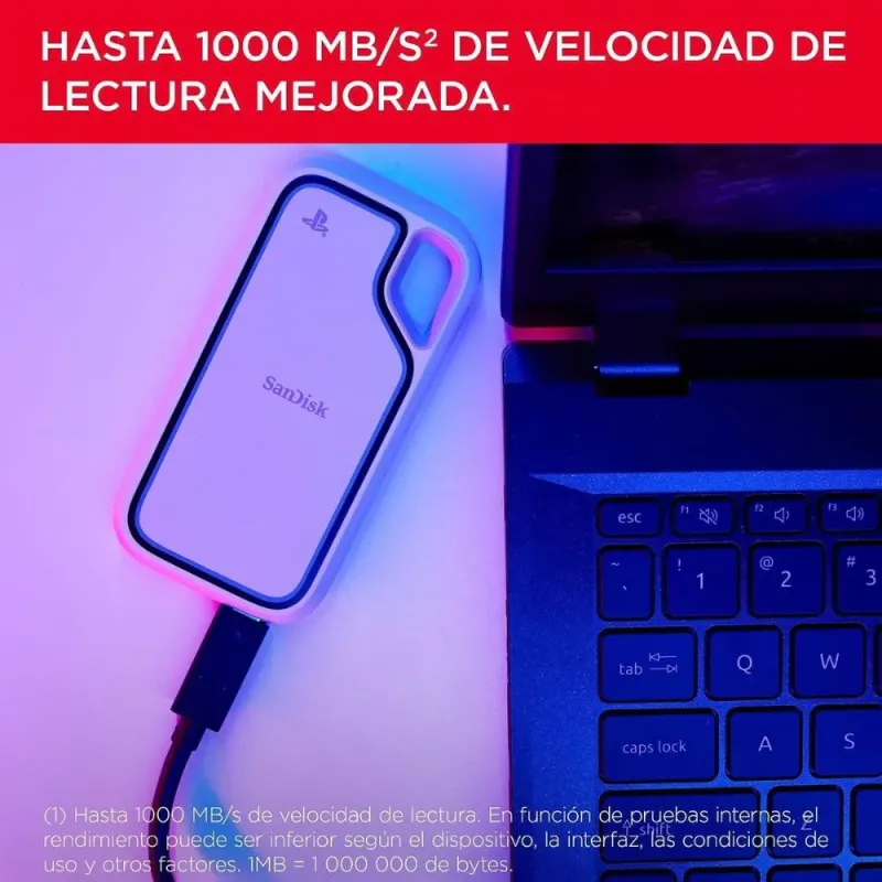 SanDisk Extreme Tragbare externe SSD für PlayStation 5 und Computer 1TB, 1000 MB/s