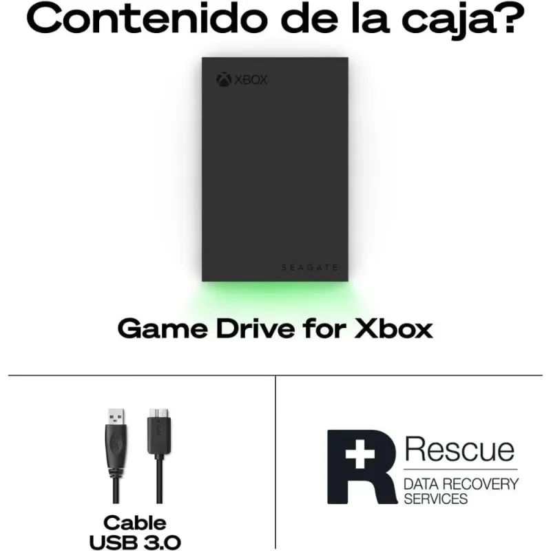 Seagate Unidad de disco duro externa portátil (HDD) 2TB para Xbox, USB 3.2 Gen 1, negra, certificación Xbox