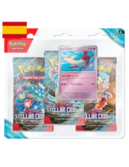 Pokémon TCG Stellar Crown 3 Pack Blister ES | Corona Astral