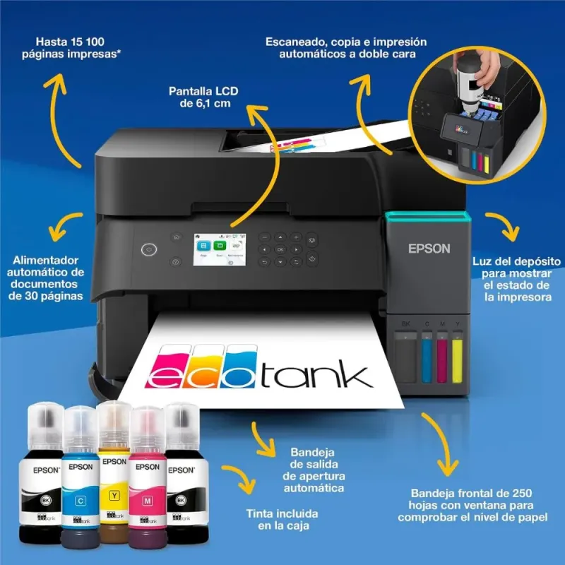Epson EcoTank ET-3950 Impresora Multifuncional Wi-Fi sin Cartuchos