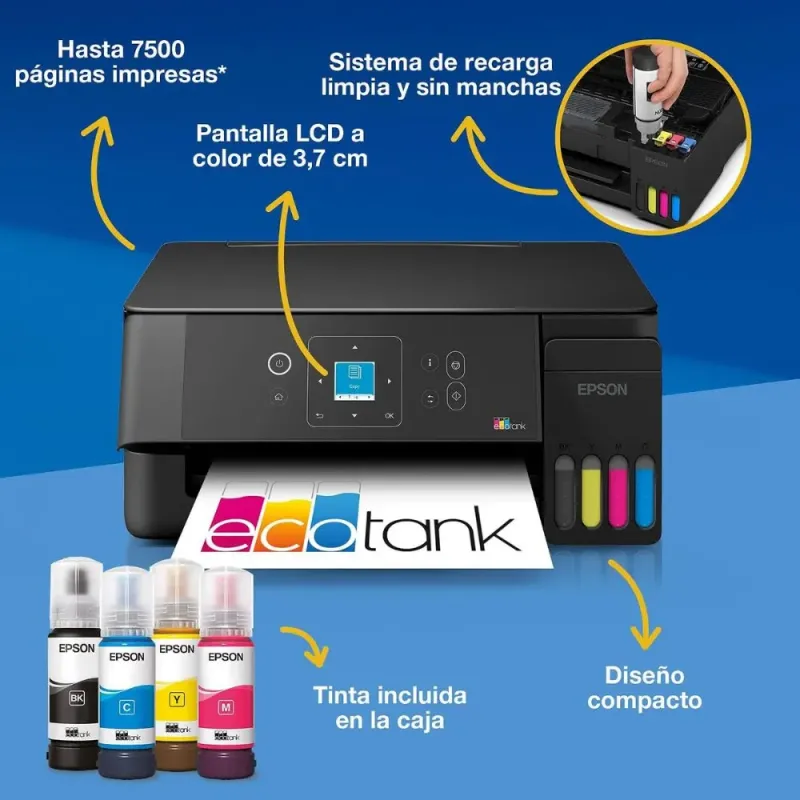 Epson EcoTank ET-2922 Impresora Multifuncional Wi-Fi con Depósito de T