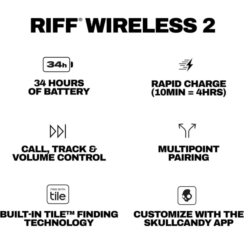 Auriculares Skullcandy Riff 2 Wireless On-Ear Black