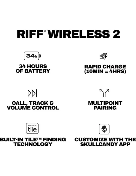 Auriculares Skullcandy Riff 2 Wireless On-Ear Black